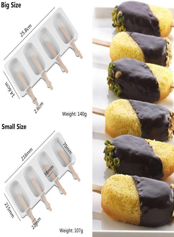 Mayata 2PCS 4XCell Silicone Ice Cream Mold Popsicle Molds DIY Homemade Dessert Freezer Fruit Juice Ice Pop Maker Mould with Sticks - Image 3